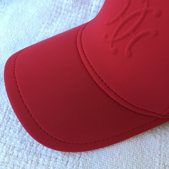 Hermes Atlantic Embossed H-Lift Neoprene Red Cap Hat New With Tag Size Large - Picture 13 of 16